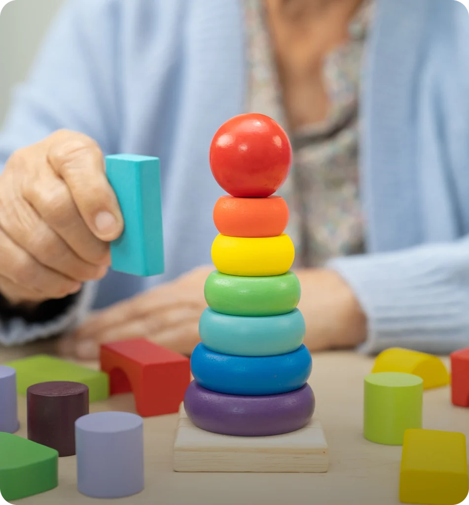 Colourful stacking rings therapy activity