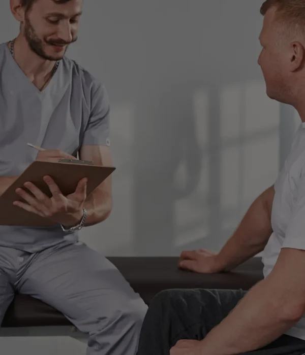 herapist consultation with tablet in clinic